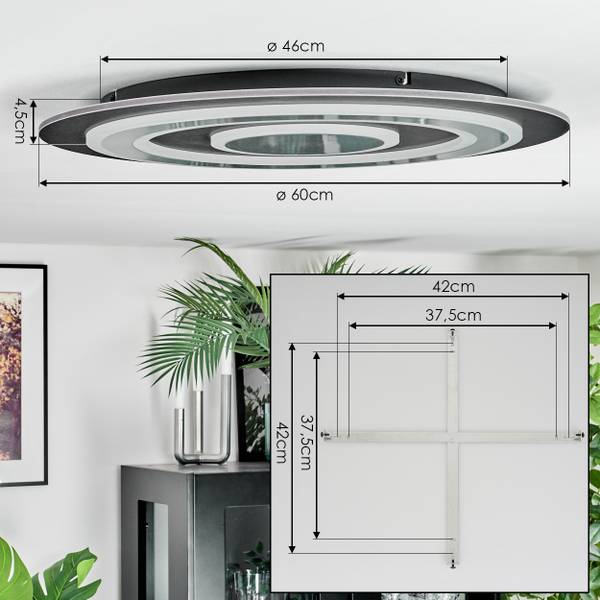 Deckenleuchte Binasco Grau - Weiß - Holzwerkstoff - Metall - 62 x 7 x 62 cm