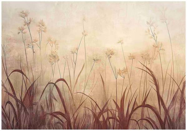 Fototapete Gras Boho Wohnzimmer Tapete 300 x 210 cm