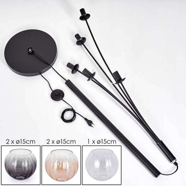 Stehlampe Cesaro Grau - Gelb - Metall - 35 x 55 x 98 cm