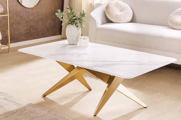 Couchtisch ART LIVING Weiß - Marmor - 130 x 45 x 70 cm