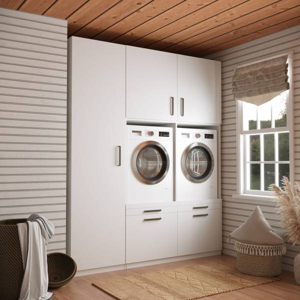 Waschmaschinenschrank Stockholm Weiß - Holzwerkstoff - 193 x 235 x 70 cm