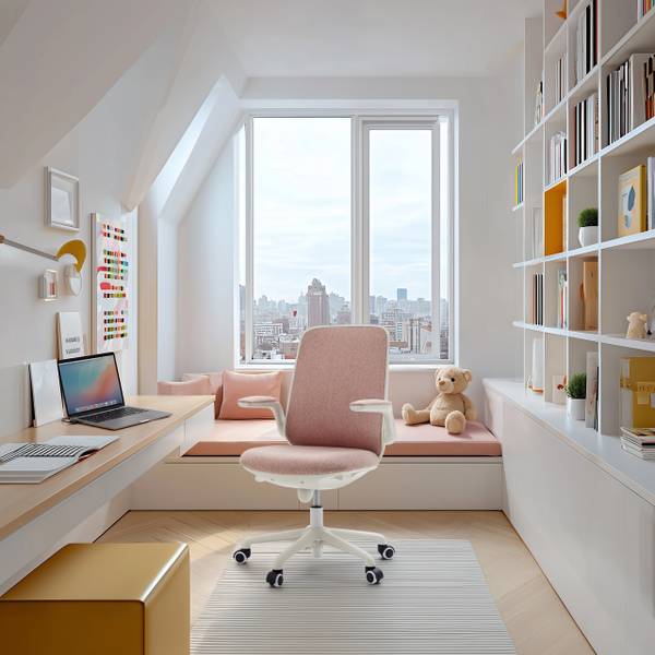 Kinderdrehstuhl Swivelo Pink - Polyester - 60 x 99 x 60 cm