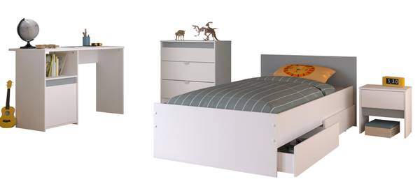 Kinderzimmer Pirouette25 4-teilig Weiß - Holzwerkstoff - 110 x 80 x 203 cm