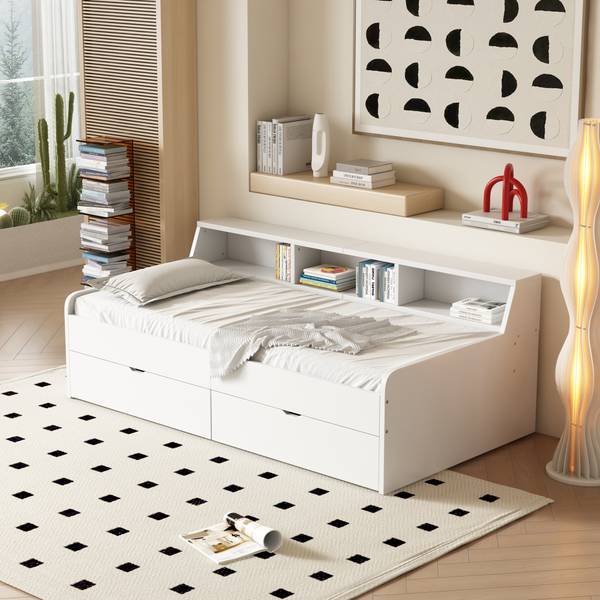 Tagesbett BB2517 Weiß - Massivholz - 112 x 75 x 203 cm