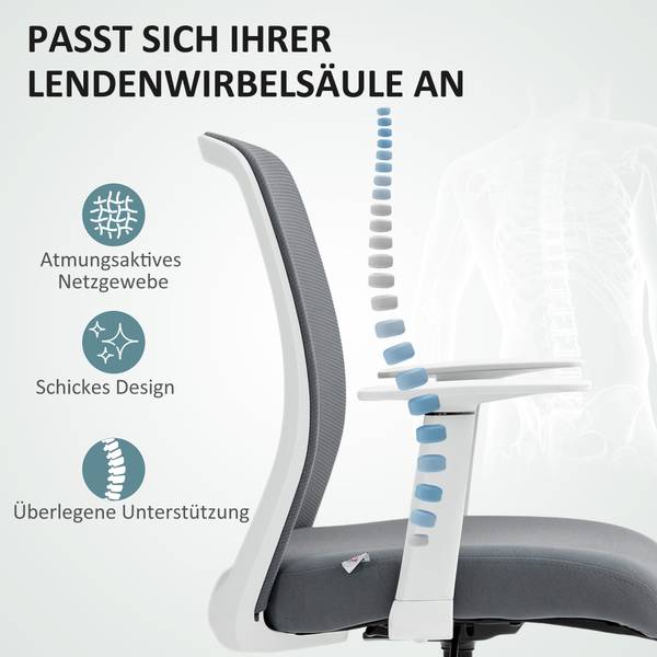 Bürostuhl 921-769V00GY Grau - Textil - 58 x 121 x 62 cm