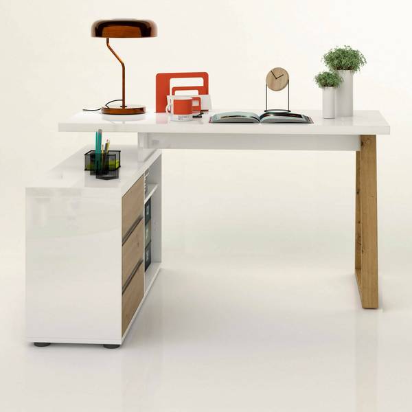 Schreibtisch Hachette Weiß - Holzwerkstoff - 120 x 75 x 135 cm