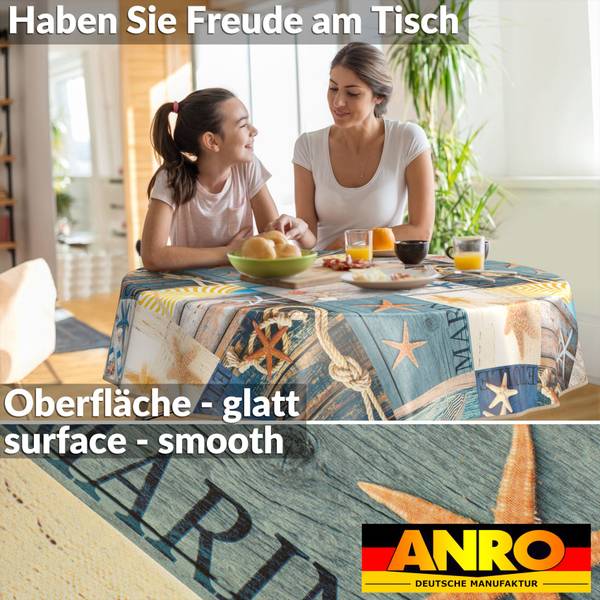 Wachstuchtischdecke Maritim mit SAUM 120 x 120 cm