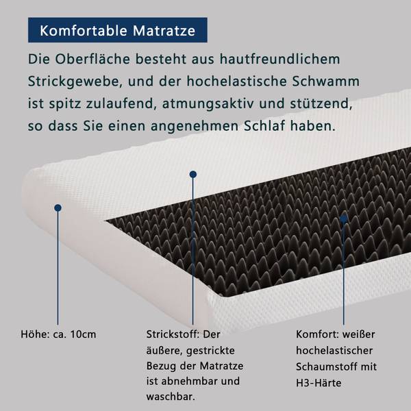 Ausziehbett K-617 Weiß - Holzwerkstoff - 145 x 78 x 205 cm