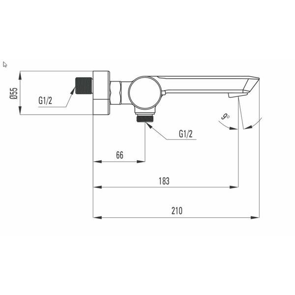 Wannenarmatur ARNIKA-30-5 Schwarz - Messing - 31 x 5 x 21 cm
