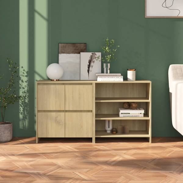 Beistellschränke 2-teilig LIA Anrichte Beige - Holzwerkstoff - 70 x 75 x 40 cm