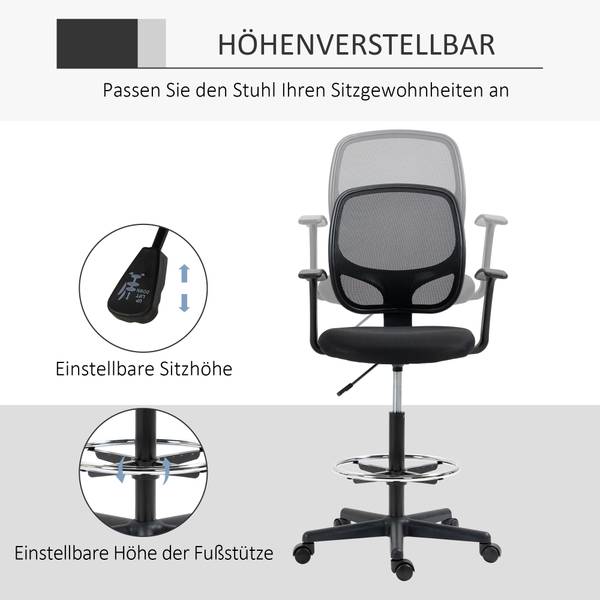 Zeichenstuhl 921-598 Schwarz - Nylon - 56 x 132 x 60 cm