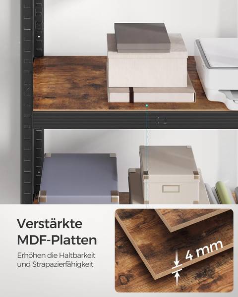 Schwerlastregal 100688 Schwarz - Stahl - 84 x 36 x 8 cm