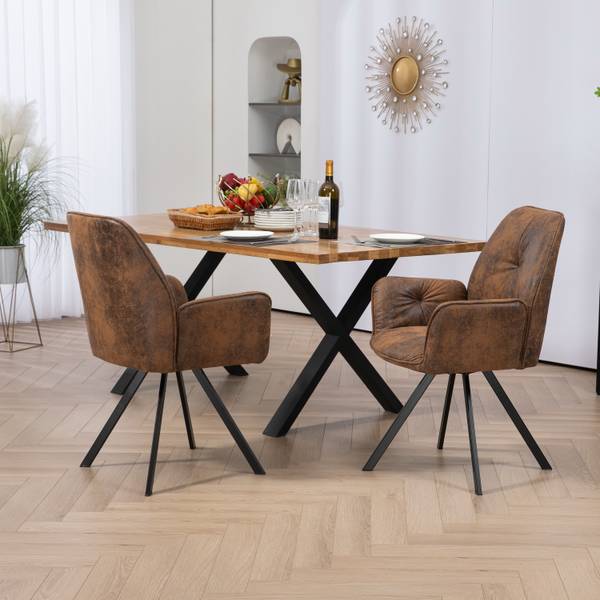 Esszimmerstühlen CALF (2er-Set) Braun - Strukturstoff - 60 x 83 x 60 cm