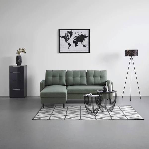 Ecksofa BERGEN Grün - Holzwerkstoff - Metall - Textil - Holz teilmassiv - 192 x 82 x 138 cm