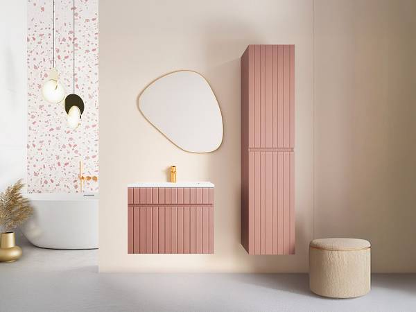 Badschrank SATARA Pink - Holz teilmassiv - 35 x 140 x 33 cm