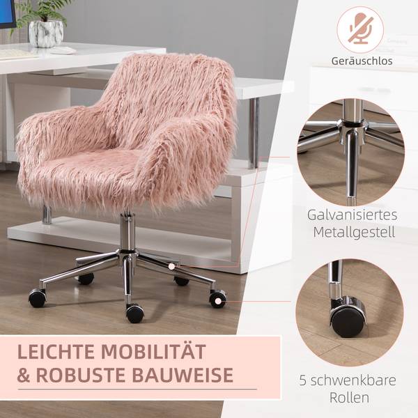 Bürostuhl mit Kunstpelz 921-548PK Pink - Textil - 60 x 85 x 57 cm