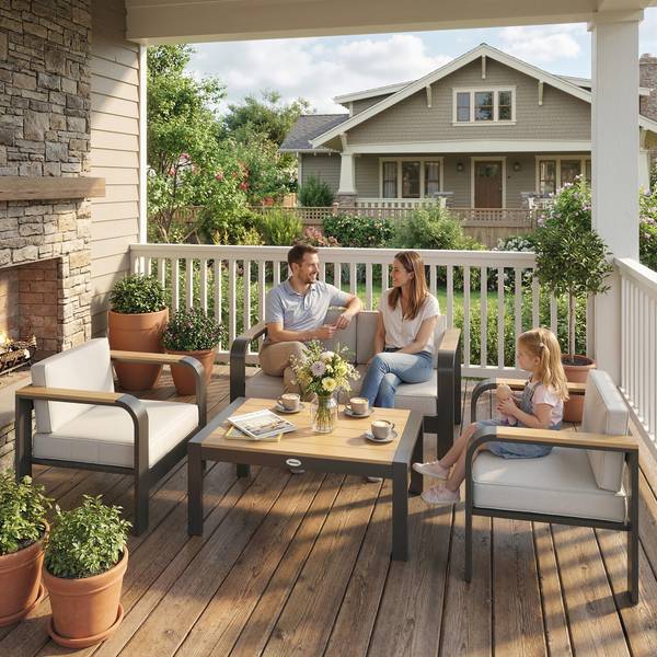Gartenmöbel-Set 84K-023V00BG Beige - Aluminium - 138 x 62 x 70 cm