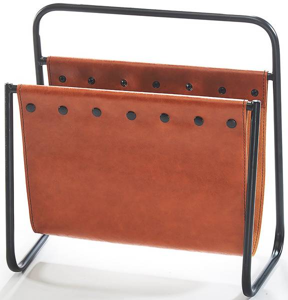Zeitungsständer LEATHERMETAL39 Braun - Echtleder - 21 x 40 x 39 cm