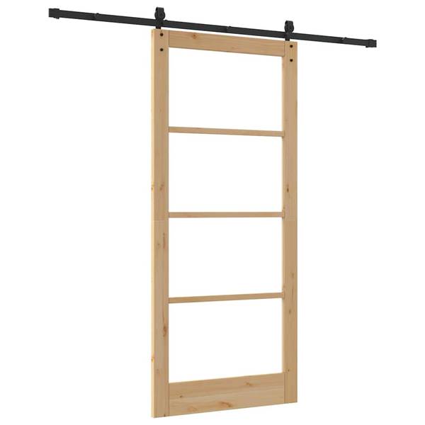 Schiebetür 3045046-3 Schwarz - Braun - Kiefer - 93 x 211 x 1 cm