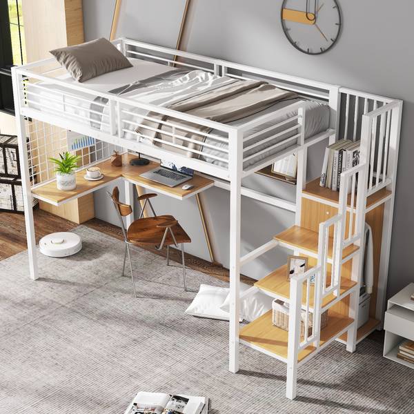 Kinderbett K-537 Weiß - Metall - 90 x 170 x 254 cm