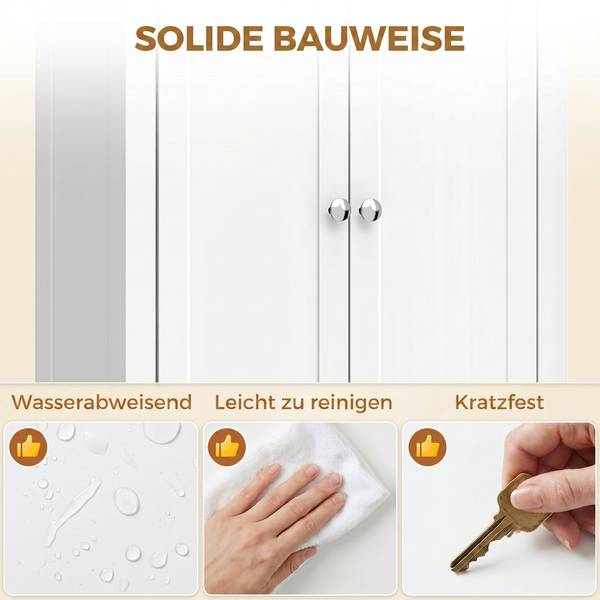 Badezimmerschrank 834-997V90WT Weiß - Holzwerkstoff - 30 x 170 x 60 cm