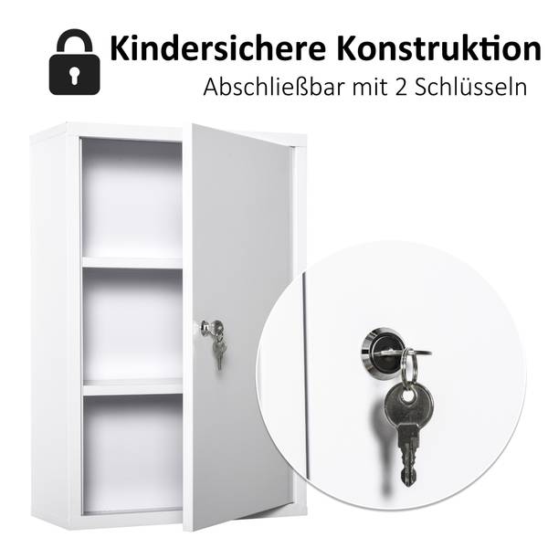 Medizinschrank 834-295 Weiß - Metall - 18 x 60 x 40 cm