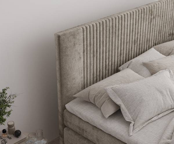 Boxspringbed Bergamo beige - Ligoppervlak breedte: 140 cm