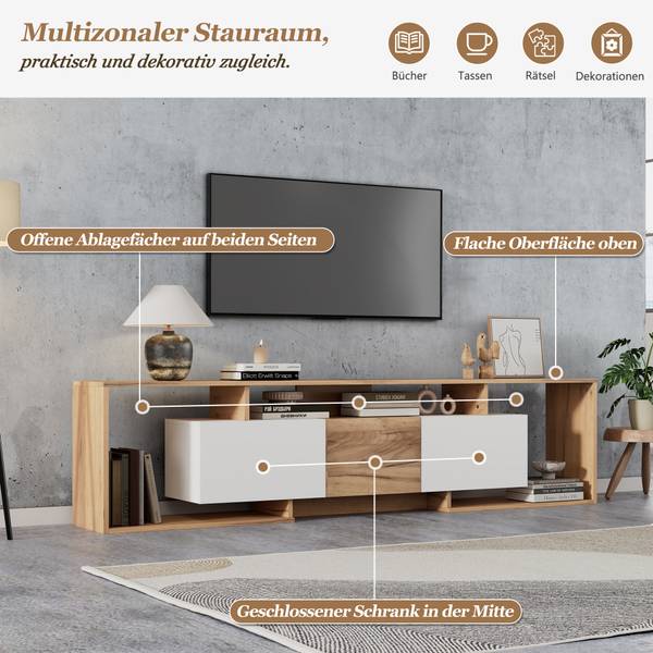 TV-Schrank Eos Ⅶ Braun - Weiß - Holzwerkstoff - 30 x 49 x 180 cm