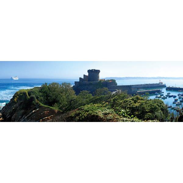 Tableau mural fort de Socoa Bleu - Acacia - 30 x 97 x 3 cm