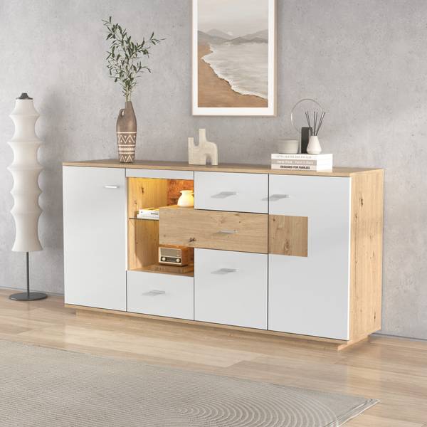 Sideboard M1647 Beige - Holzwerkstoff - 160 x 77 x 40 cm