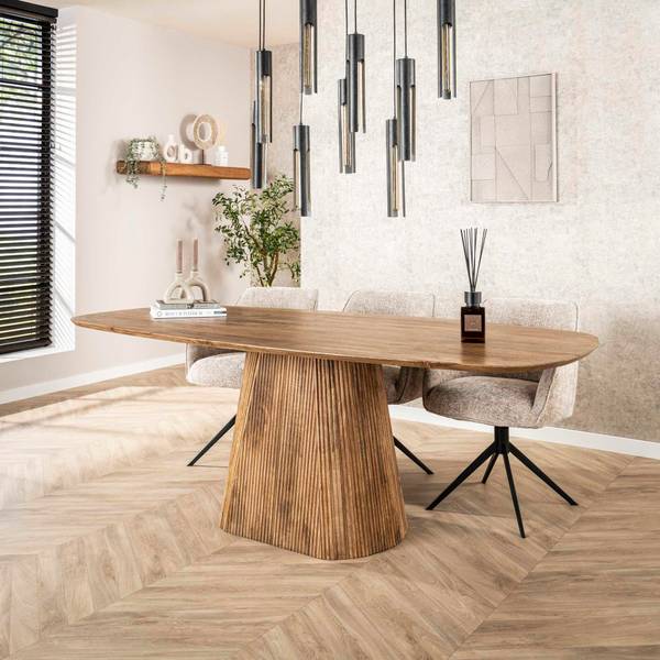 Esstisch WAVE Braun - Massivholz - 215 x 77 x 105 cm