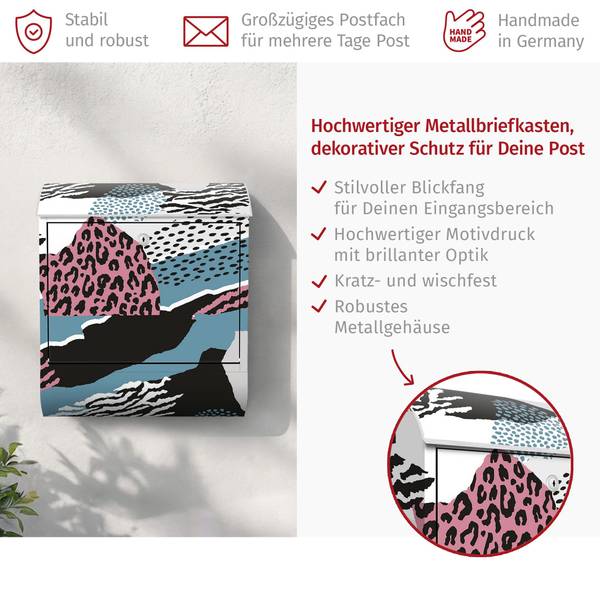 Briefkasten Animalprint Asia Grau - Stahl - 39 x 46 x 13 cm