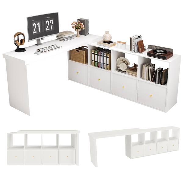 Hoekbureau CHANGLucy wit - plaatmateriaal op houtbasis - 140 x 78 x 120 cm