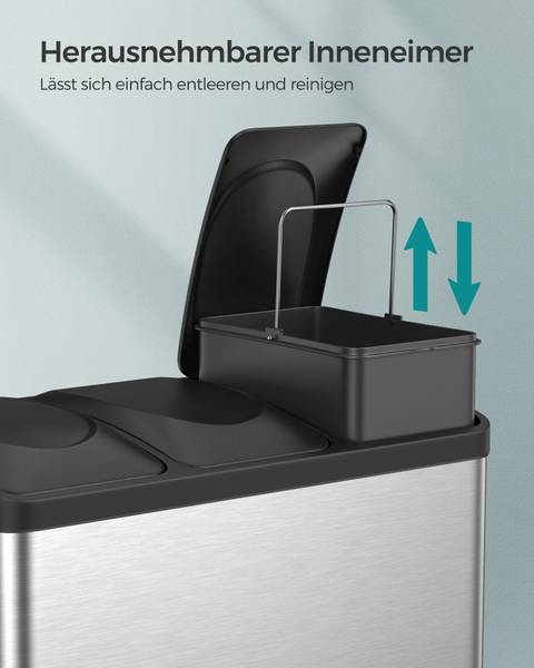 Mülleimer Jakarta Turin Silber - Kunststoff - 60 x 48 x 33 cm