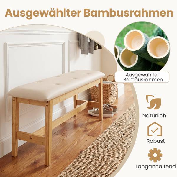 Sitzbank VH35923 Beige - Bambus - 30 x 50 x 100 cm