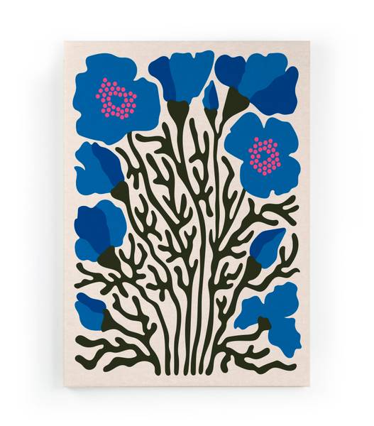 Leinwand 60x40 Blaue Blumen Polyester - 3 x 60 x 40 cm