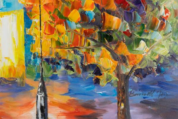 Acrylbild Handgemalt Liebespaar Uv Baumwollstoff - 120 x 60 x 4 cm