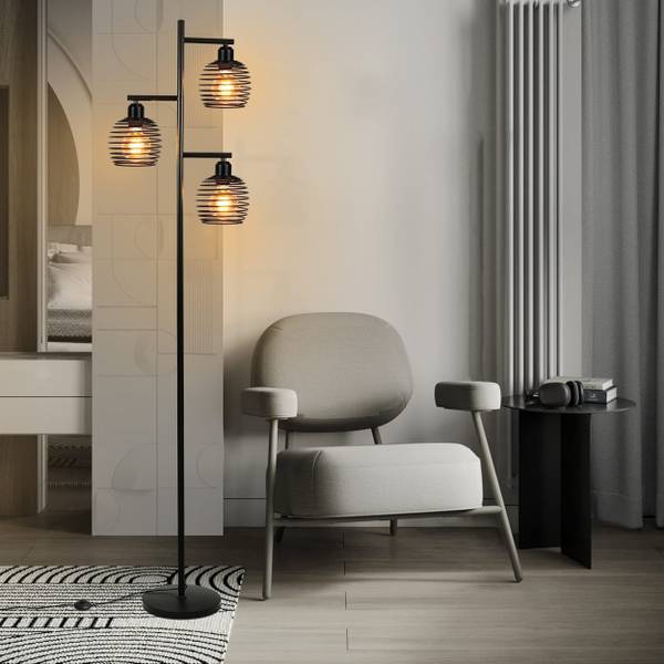 Lampadaire Jan Noir - Métal - 24 x 152 x 24 cm