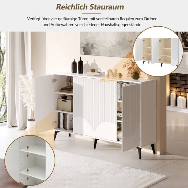 Sideboard VERTEXINFIN Weiß - Holzwerkstoff - 160 x 100 x 35 cm