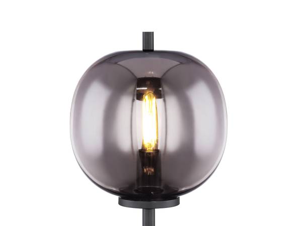 Tischlampe Nachttischlampe Glaskugel Schwarz - Rauchglas - 19 x 45 x 19 cm