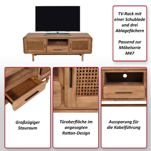 TV-Rack M47 Braun - Akazie - 160 x 60 x 45 cm
