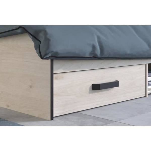 Industrielles Erwachsenenbett 140 x Schwarz - Massivholz - 140 x 10 x 190 cm