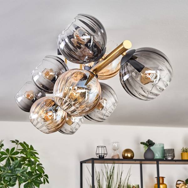 Deckenleuchte Cesaro Braun - Grau - Metall - 24 x 36 x 101 cm