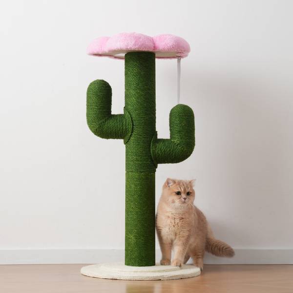 Kat klimrek FlowerWoody groen - plaatmateriaal op houtbasis - 46 x 90 x 46 cm