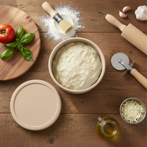 Pizzaballenbox mit Deckel 4er Set Beige