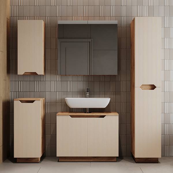 Meubles bain Lotta 59533 Beige - Cachemire - Imitation chêne dakota
