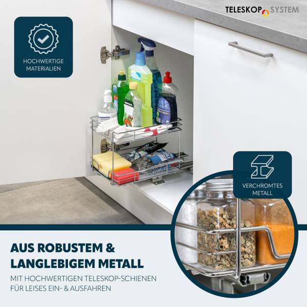 Teleskopgewürzregal 60027 Silber - Metall - 21 x 24 x 28 cm