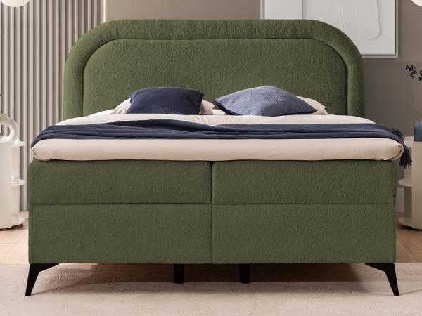 Boxspringbed met opbergruimte Sonna groen - zwart - Ligoppervlak breedte: 160 cm