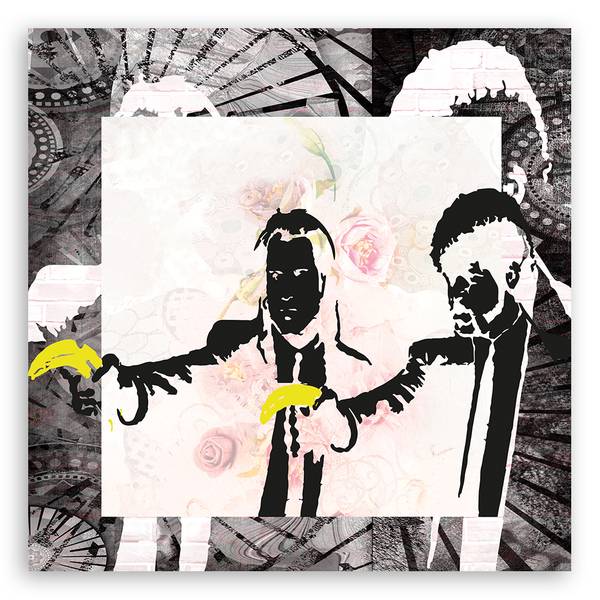 Tableau déco banksy pulp fiction 40 x 40 cm