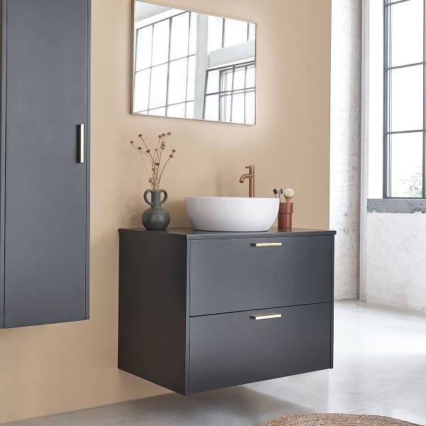 Waschbeckenunterschrank LUNA Schwarz - Massivholz - 80 x 60 x 50 cm